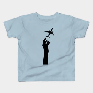 Hand rising for an aeroplane minimalist Kids T-Shirt